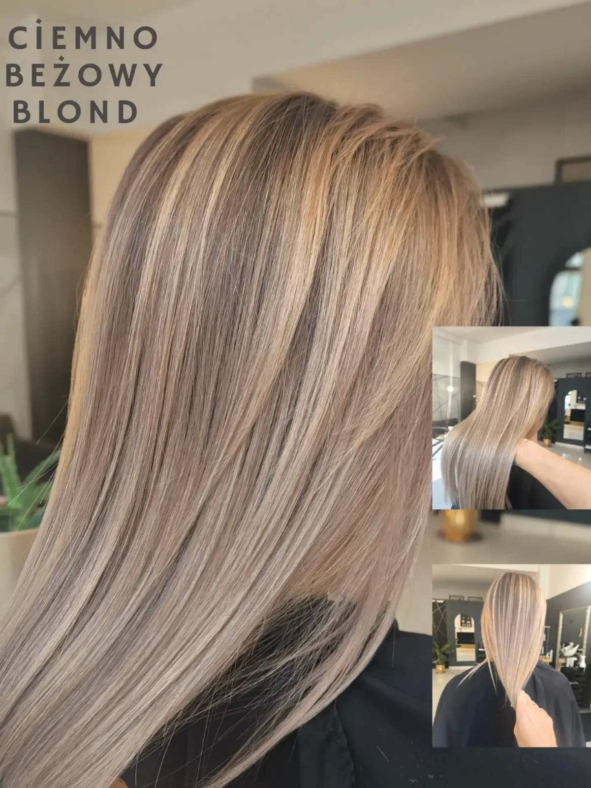 Ciemno beżowy blond z jaśniejszymi pasmami