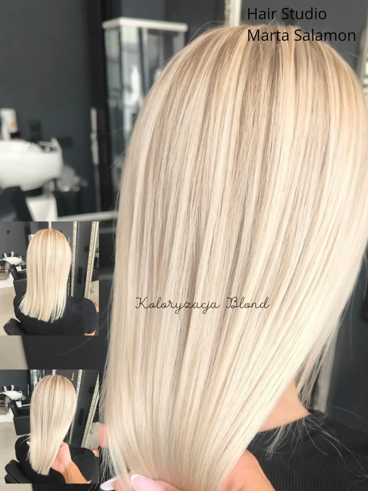 Koloryzacja blond, jasne proste pasma